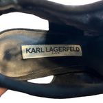 Karl Lagerfeld Paris Embellished Embroidered Black Mesh Sling Back Peep Toe Heel Photo 5