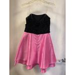 Xtraordinary Extraordinary Pink Party Dress Black Sequin Strapless Tiered Mini Cocktail Photo 3