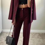 ZARA Women's Bloggers Favorite Straight Cut Blazer Oversized Jacket in Wine sz L Photo 0
