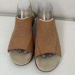 Ulu Sandals Leather Tan Sun Design Embossed Slip On Boho Lagen Artsy Comfort 9 Photo 1