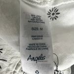 Angels Linen Blend Floral White Ruffle Hem Button Front Top Size Medium Photo 8