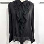 Evys Tree Size 1X Black Savannah Ruffle Front Blouse Shirt Career Church Date Photo 0
