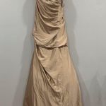 La Femme  28103 Off-the-Shoulder Rouched Satin Trumpet Gown Champagne Photo 2