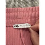 ZARA  Ribbed Knit High Waist Flare Pants Pink Stretch Size Medium Boho Bohemian Photo 6
