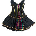 Harlequin cosplay sexy Halloween Costume Mardi Gras Carnival Harlequin Outfit Black Size XL Photo 3