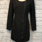 Black Halo NWT  Size 2 The Lizzy Black Asymmetrical Long Sleeve Zip Dress Photo 0