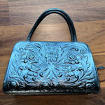 vintage tooled leather doctor bag floral Black Photo 0