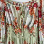 Anthropologie Fig and Flower Women's Boho Floral Print‎ Tiered Maxi Dress Sz S Green Photo 3