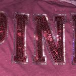 PINK - Victoria's Secret Victoria's Secret PINK Sequin Bling V-Neck Varsity Crew Tee Maroon Medium Photo 1