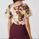Anthropologie Maeve Cinched Floral Yellow and Burgundy Top Size Medium M Photo 1