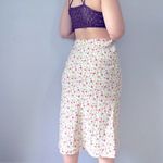 Maison d’Amelie Floral Maxi Skirt Size 4 White Small Flower Print Pink Photo 2