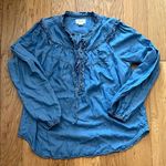 Madewell XL - MAEVE by Anthropologie - Blue Ruffle Denim Top Photo 0