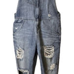 Bullhead Denim Co Bib Overalls Denim Distressed Size Small 100% Cotton Blue Photo 0