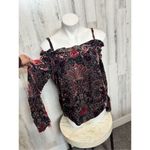 Ecru Velvet Boho Tank Top Medium – Floral Burnout Camisole Goth Romantic Peasant Photo 2