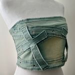 SheIn Green denim tube top strapless #grunge #indie NWOT Size M Photo 1