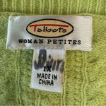Talbots  Woman’s Petites Crop Lime Green V Neck Sweater Size 1X Photo 2