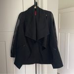 Spanx NWT DRAPE FRONT JACKET black faux leather open front snap Photo 3