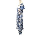 Eliza J New Blue Floral Faux Wrap Maxi Dress, Size 8 Photo 1