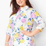 Talbots  Classic Cotton Shirt Floral Bouquet Size 2X Button Down Preppy Bloomcore Photo 0