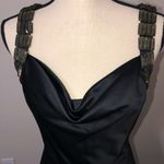 Calvin Klein Black Formal Dress Evening Gown  Size 2 Gold Straps Satin Photo 4