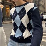 Brandy Melville Black and Blue Argyle Crewneck Sweater Photo 2