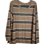 Soft Surroundings Plus Size  Shayna Cashmere Sweater Tan/Black Stripe Size 2X NWT Photo 1