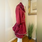Mel En Stel New York Elegant Ruffle Lightweight Jacket Medium Burgundy Wine Red Photo 3