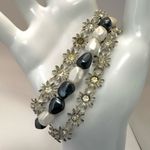 Blue and white vintage floral multi strand bracelet Photo 7