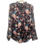 Torrid Madison Long Sleeve Floral Satin Black Button Up Shirt size 1 (14-16) Photo 1