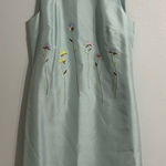 Talbots Vintage  Petites Light Blue Embroidered 100% Silk Dress | Flowers Size 8 Photo 0