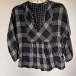 Madewell  Black & White Plaid Peplum Top Size XS Photo 0
