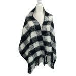 Source Unknown SCARF Chunky Plaid Black and White with fringe Photo 2