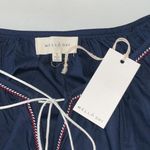 Mello Day NWT Size S Navy Blue Boho Embroidered Keyhole Tassel Tie Sheath Dress Photo 4