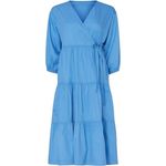 Sweet Baby Jaime Blue Tiered Wrap Dress 100% Cotton V‎ Neck 3/4 Sleeve Women's M Size M Photo 3