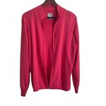 Chico's 1 Womens Knit Jacket M Pink Zip Front Long Sleeve Lightweight Layering Photo 5