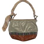 The Sak Brown & Green Shoulder Bag beaded details & scarf wrapped handle EUC Photo 0