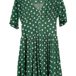 Listicle Polka Dot Button Down Green Dress Size Small Photo 1