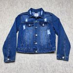 Love Tree Denim Distressed Blue Jean Jacket Women Medium Photo 1