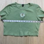 SheIn EZwear Ribbed Knit Crop Top Mint Green Daisy Large Photo 4