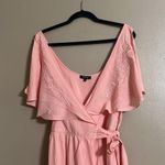 Verty Dress Sz L Peach Slit Sleeves Embroidered Collar Wrap Frt Flowy Coverup Photo 1