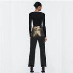ZARA  Z1975 STRAIGHT Leg CROPPED HIGH-WAIST FOIL JEANS Gold/Black Size 38/6 NEW Photo 8