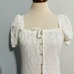 ZARA  Oyster White Jacquard Knit Squared Neck Summer Boho Midi Lined Dress Sz S Photo 6