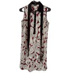Ann Taylor  Dark Red Paisley Print 1/4 Button Popover Dress Size Small Photo 1