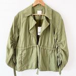 CINQ À SEPT Emeline Ruched Sleeve Jacket in Olive Green Photo 0
