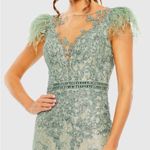 Mac Duggal  79230 Embellished Feather Cap Sleeve Illusion Neck Trumpet Gown Photo 1