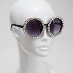 None SUNGLASSES. Glam Black Rhinestone Round Sunglasses. New. Photo 0