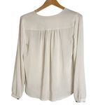 None V-Ruffled Neckline Long Puff Sleeve Ivory Pullover Blouse Photo 1