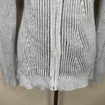 INC Women's Grey 100% Cotton Quilted Ribbed Mock Neck Zip Sweater Jacket Sz L Gray Size L Photo 4