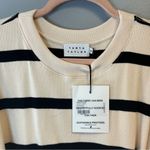 Tanya Taylor Dress Cream & Black Shirley Striped Mini Dress 2X NWT Cold Shoulder Photo 4