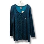 Catherines  Women's Plus Size Navy Blue Turquoise Button Sweater 2X NEW Cardigan Photo 2